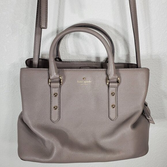 Kate Spade New York Taupe Evangelie Larchmont Satchel Leather Crossbody/Handbag - Picture 4 of 16